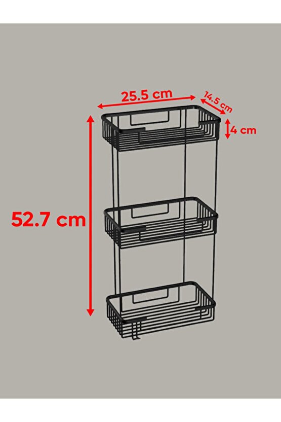 Plaza 25x15 Köşe Şampuanlık Raf 3 Katlı A.597