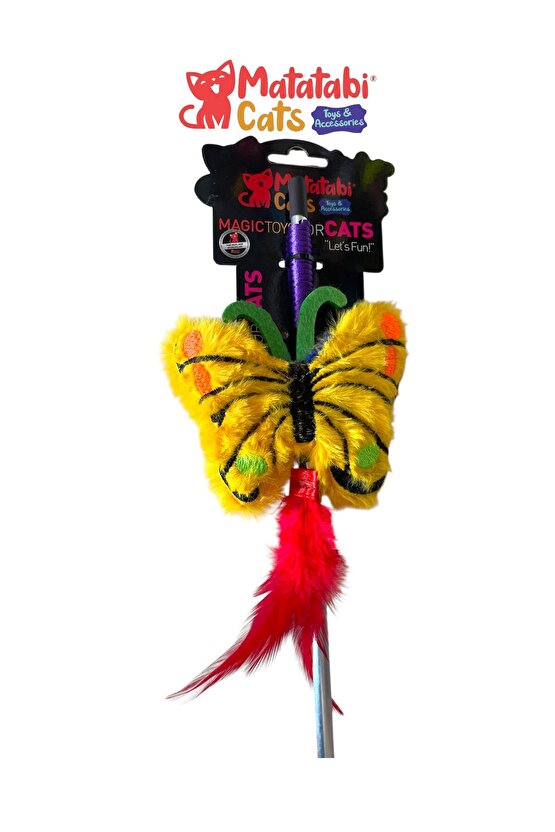 Matatabi Cats KELEBEK Al. saplı kedi oltası(Matatabi,çıngırak ve özel hışırtı içerir.özel kumaş)