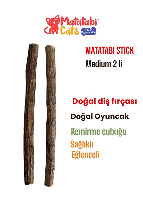 Stick Medium Doğal Kedi Çiğneme Çubuğu, Kedi Oyuncağı 2li (kedi Otunanesi Değildir)