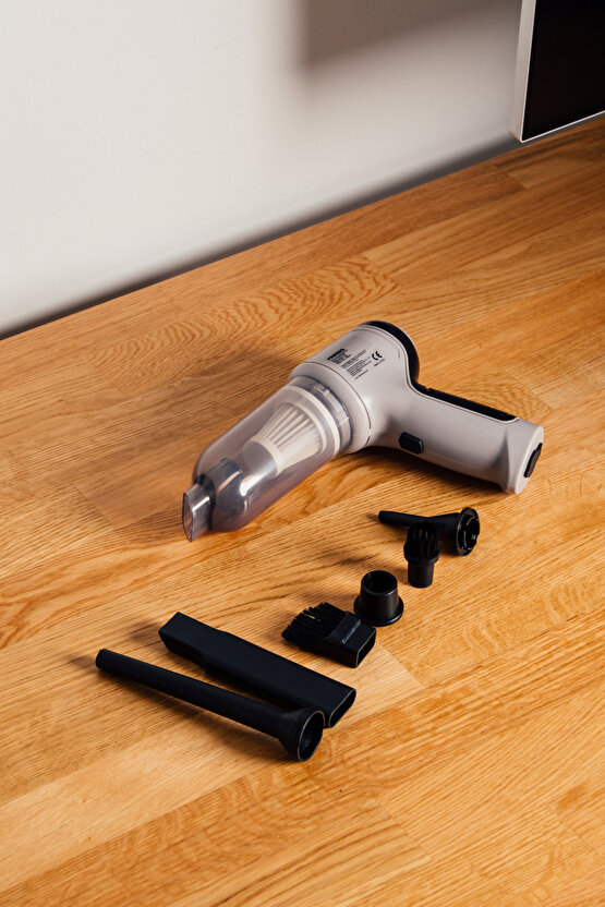 Mini Beyaz Güçlü Emiş Üfleme Özellikli Ev Araç Kablosuz Şarjlı El Süpürgesi 2in1