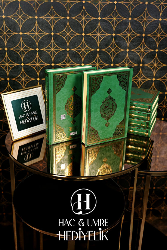 Kuran | Yeşil Ciltli Yaldızlı Hediyelik Kuranı Kerim | Orta Boy Lüks Kuranı Kerim