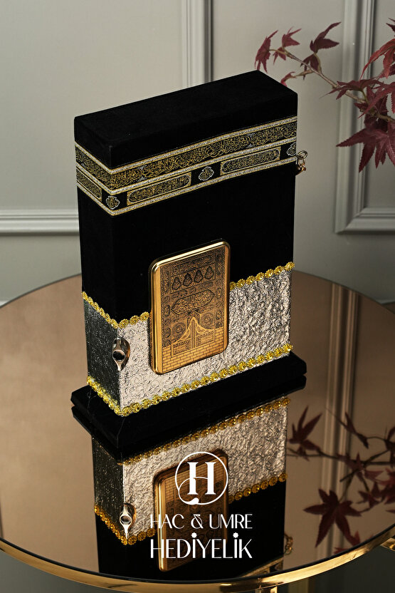Gümüş Kabe Muhafazalı Kur’an-ı Kerim | Lüks Kabe Desenli Kutulu Kur’an Seti | Hediyelik Kuran Seti