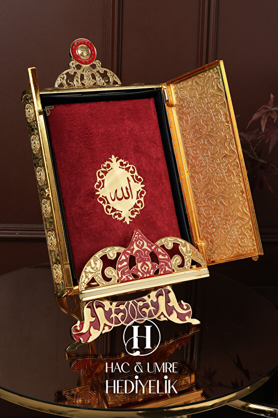 Kuran Kabı | Kuran Standı | Desenli Standlı Kuran Kabı ve Kadife Kuran Hediyeli | Kuranı Kerim Seti
