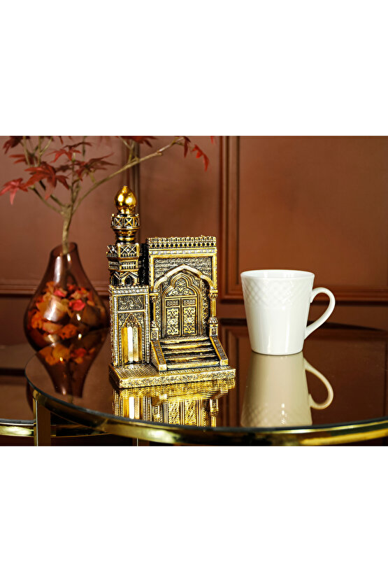 MİHRAP MİNBER MİNYATÜR BİBLO LÜKS GOLD SALON MASAÜSTÜ RAF EV OFİS DEKORASYON ALTIN KAPLAMA SÜS DEKOR