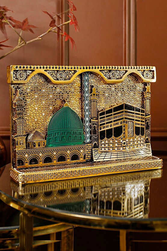 KABE VE MESCİDİ NEBEVİ KOMPOZİSYON DİNİ İSLAMİ BİBLO AKSESUAR HEDİYELİK DEKORATİF OBJE SÜS