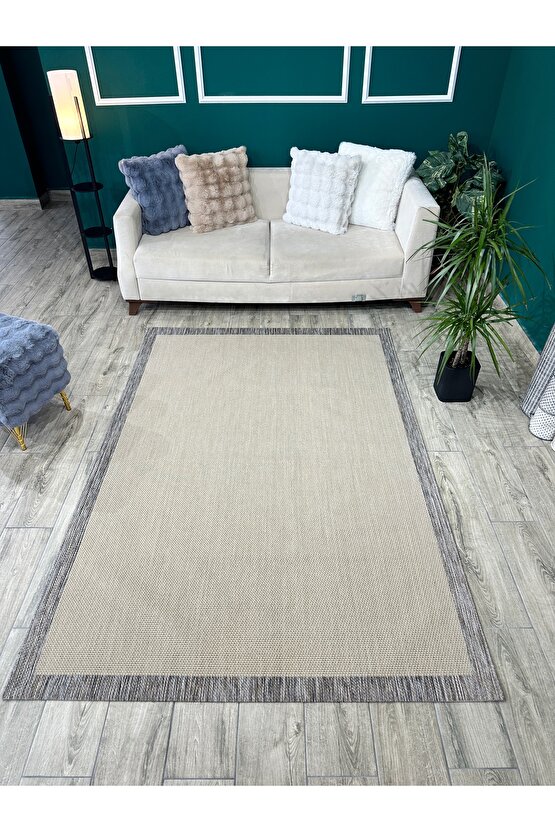 Kolay Temizlenen Yıkanabilir Kaymaz Dokuma Taban Bordürlü Sisal Halı