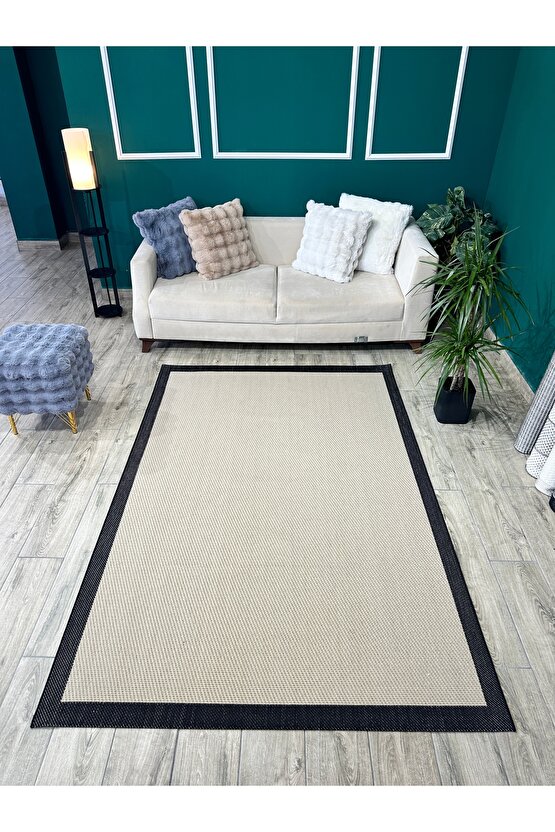 Kolay Temizlenen Yıkanabilir Kaymaz Dokuma Taban Bordürlü Sisal Halı