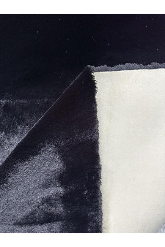 Modern Tavşan Tüyü Yumuşacık Tüy Dökmez Peluş Halı Siyah