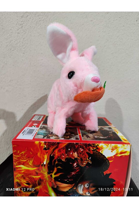 Tivens Elektronik Pilli Sesli Zıplayan Hareketli Havuçlu Peluş Tavşan 18x17 Cm kaliteli ürün