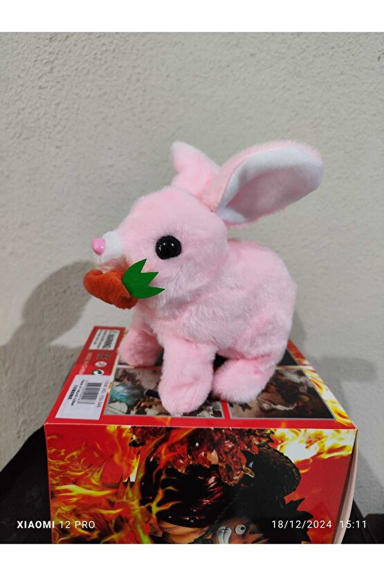 Tivens Elektronik Pilli Sesli Zıplayan Hareketli Havuçlu Peluş Tavşan 18x17 Cm kaliteli ürün