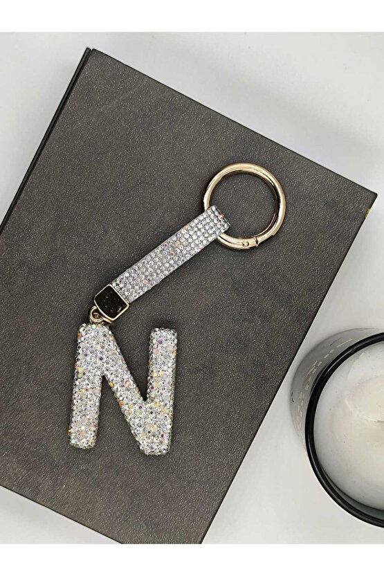 Zirkon Taşlı Charmlı Harf Anahtarlık