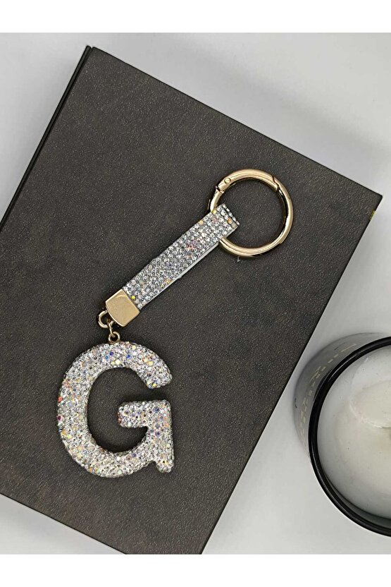 Zirkon Taşlı Charmlı Harf Anahtarlık