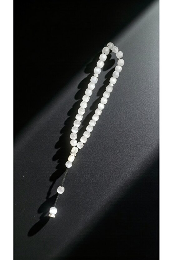 Doğal Taş Selenit Erkek Tesbih 33 lü 8mm