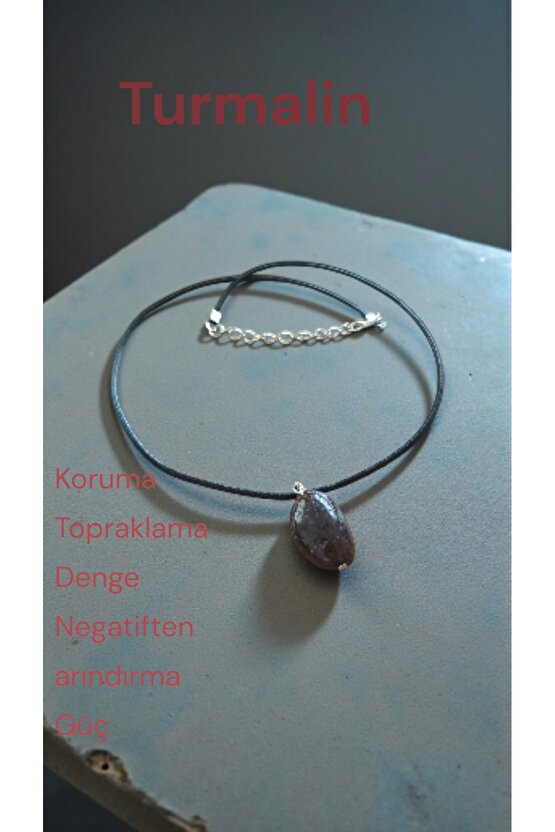 Doğal Tas Kolye Celik Zincir Sitrin Ametist Akik Turmalin