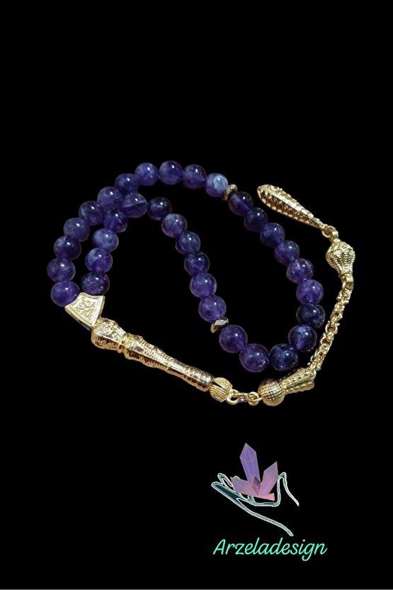 Doğal Taş AMETİST ERKEK TESBİH 33 LÜ 7mm taş