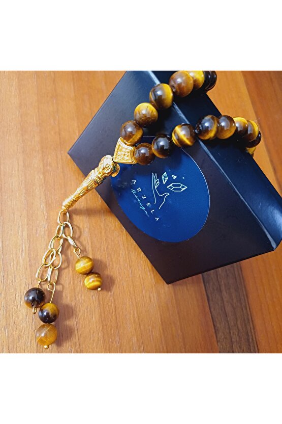 Doğal Taş Kaplan Gözü Erkek Tesbih 33 Lü