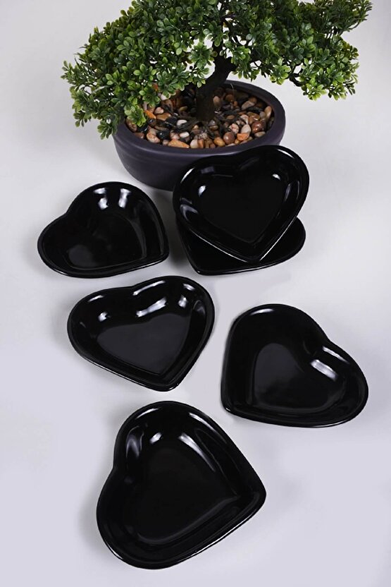 Siyah Kalp Çerezlik  Sosluk 14 Cm 6 Adet