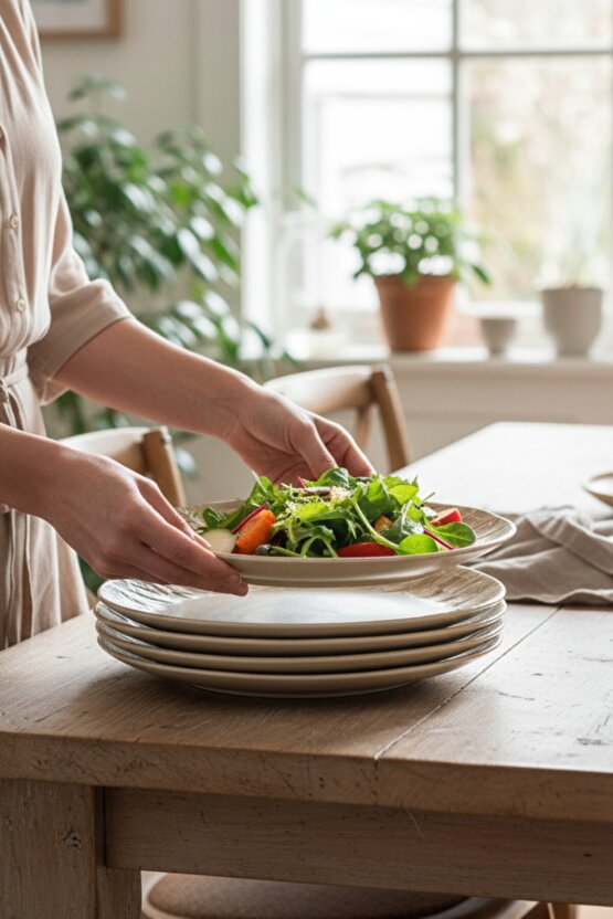 Wood 25 cm Porselen Servis Tabağı 6 Adet