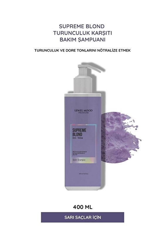 Supreme Blond Turunculuk Karşıtı Saç Bakım Şampuanı (Mor Şampuan)