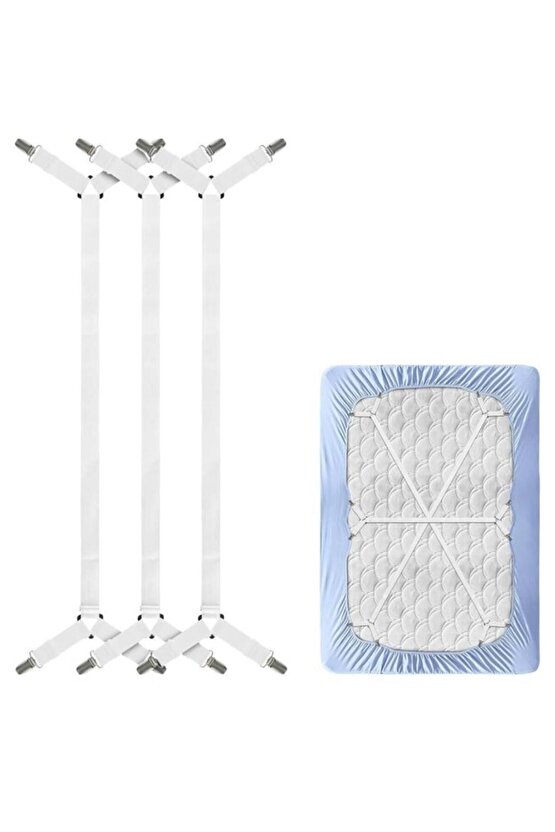 ULTRA ESNEK ÜÇGEN ELASTİK ÇARŞAF VE KILIF TUTUCU GERDİRİCİ Uzun Tipp Beyaz