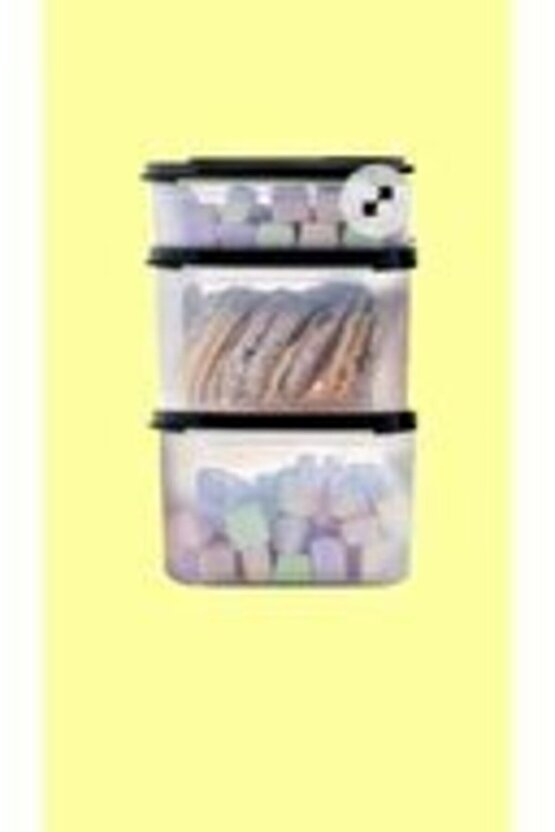 Modüler Kuru Gıda Saklama Seti 3lü Siyah