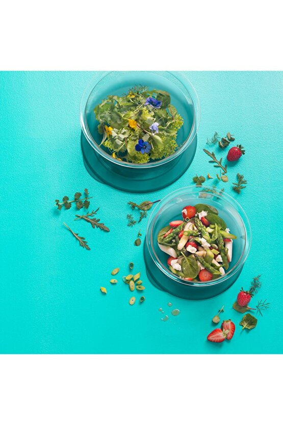 Kristalin Serisi Şeffaf Gövdeli Yemek Sunma Ve Saklama Kabı 3.5l Yeşil