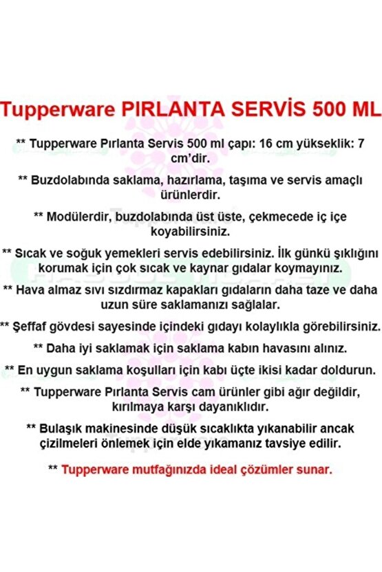 Pırlanta Servis 2li 500 Ml Saklama Kabı