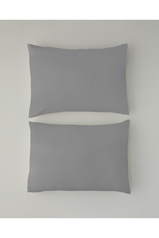 Micell Pamuk Saten 2li Yastık Kılıfı 50x70 cm Gümüş