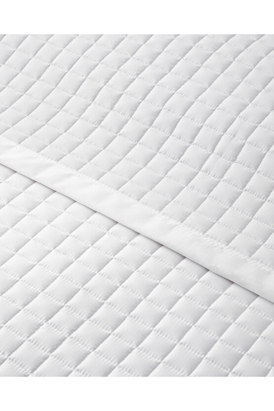 Splendor Saten Çift Kişilik Yatak Örtüsü Takımı 200x220 cm Beyaz