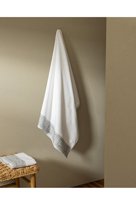 Zeste %100 Pamuk Banyo Havlusu - BeyazGri