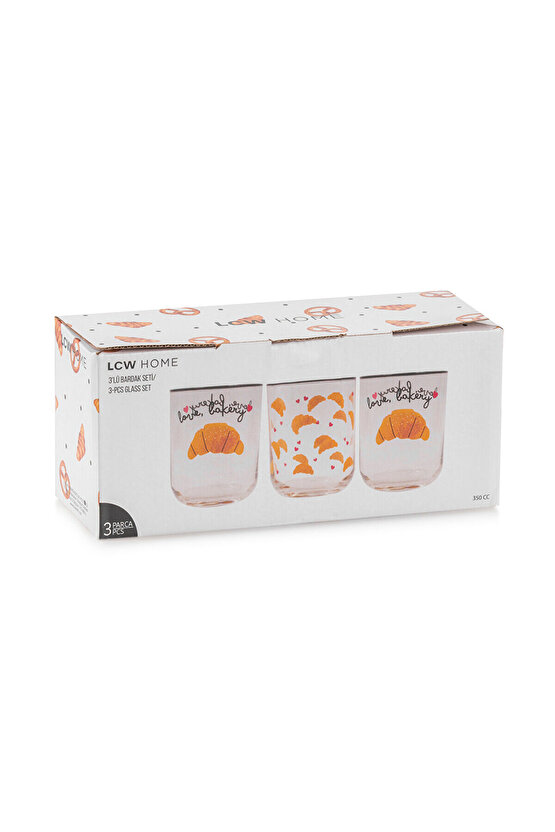 Karişik Baskılı Cam Bardak Seti 3lü 350 ml