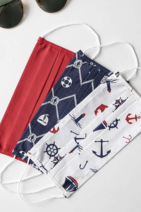 Marine Pamuk Maske 9,5x18 Cm Gri-yeşil