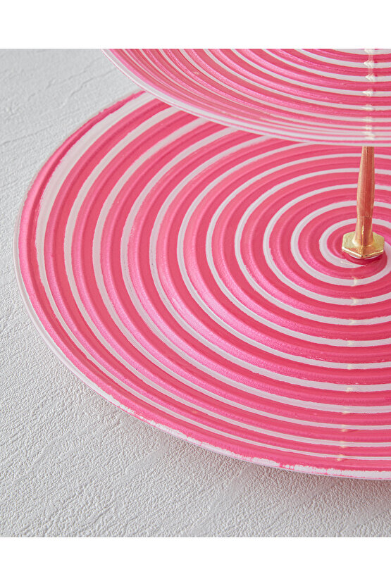 Swirly Cam Katlı Servis 21x28 cm Pembe