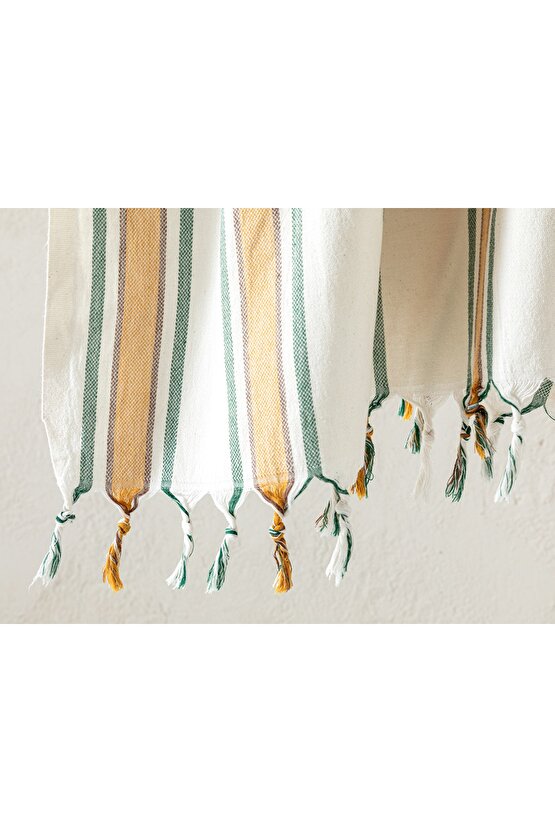 Samba Pamuklu Çizgili Peştamal 90x160 Cm Sarı-yeşil