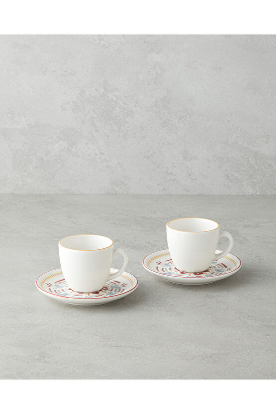 Elvina Bone Porselen 4 Parça 2 Kişilik Kahve Fincan Takımı 90 ml Renkli