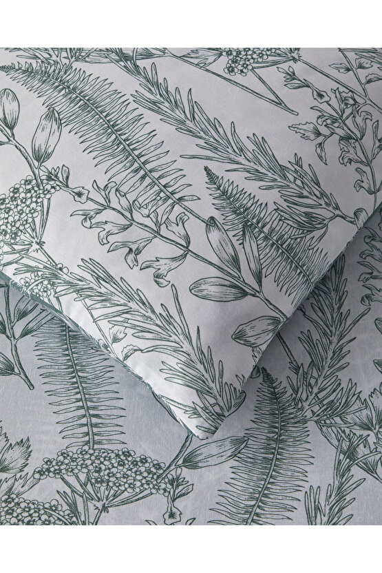 Botanical Spring Kolay Ütülenir Çift Kişilik Nevresim Takımı 200x220 cm Yeşil