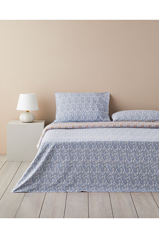 Crispy Bouquets Çift Taraflı Kolay Ütülenir Tek Kişilik Nevresim Takımı 160x220 cm Turuncu