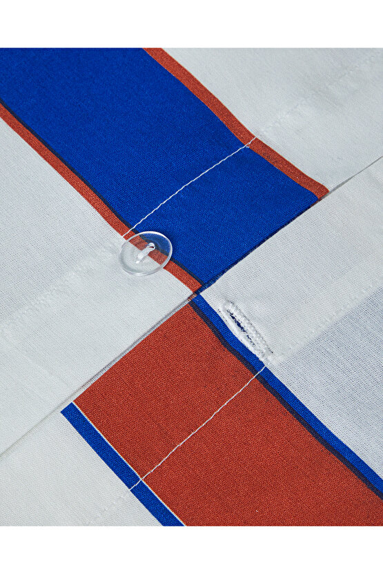 Marine Stripe Çift Kişilik Nevresim Seti Lacivert-Turuncu