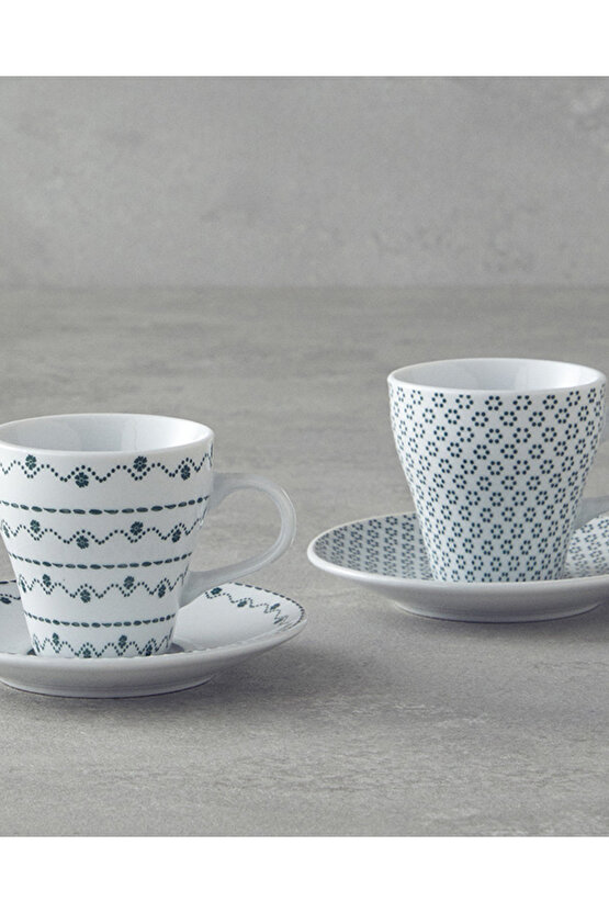 Margot Porselen 4 Parça 2 Kişilik Kahve Fincan Takımı Yeşil