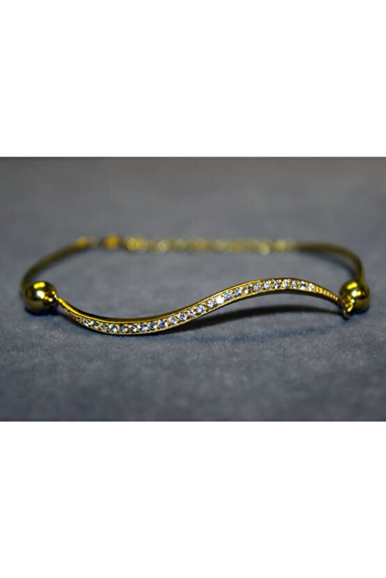 Gold Taşlı Şarnelli Bileklik