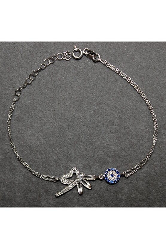 Kadın 925 Ayar Gümüş Kalp Kanatlı Yusufçuk Bileklik