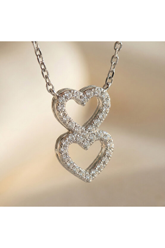 2 Kalpli Taşlı Kolye