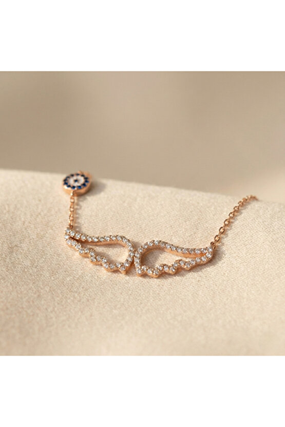 Taşlı Büyük Melek Kanadı Kolye