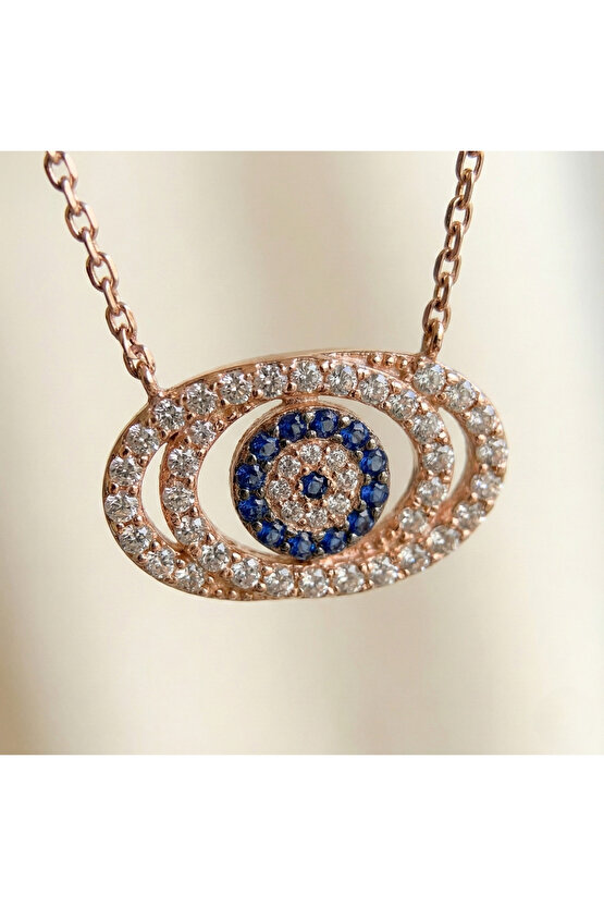 Taşlı Halkalı Nazar Boncuğu Kolye