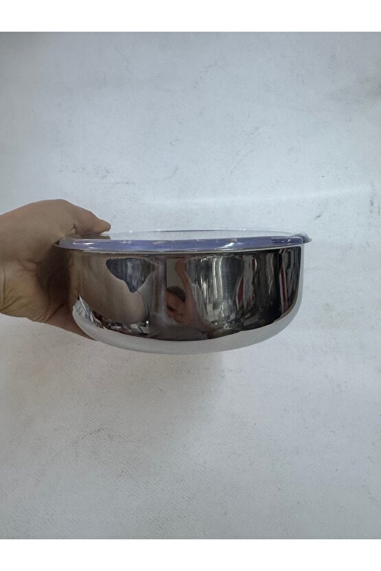 Paslanmaz Çelik Saklama Kabı Mika Kapaklı 18 Cm