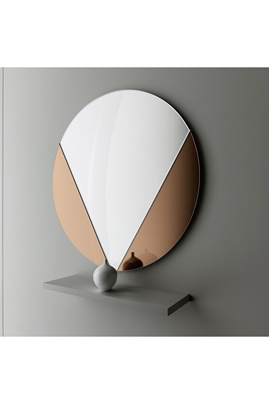 Yuvarlak V Ayna  Füme Bronz Ayna  Salon Aynası