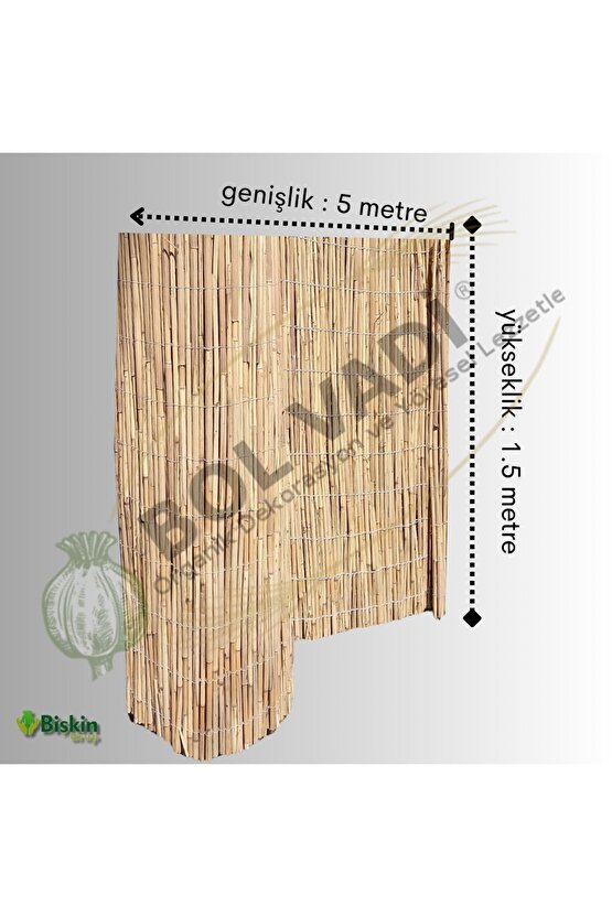 1.5m X 5m Afyonkarahisardan Misina Ipli Doğal Bambu Kamış Çit,bahçe Çiti,hasır Çit, Gölgelik