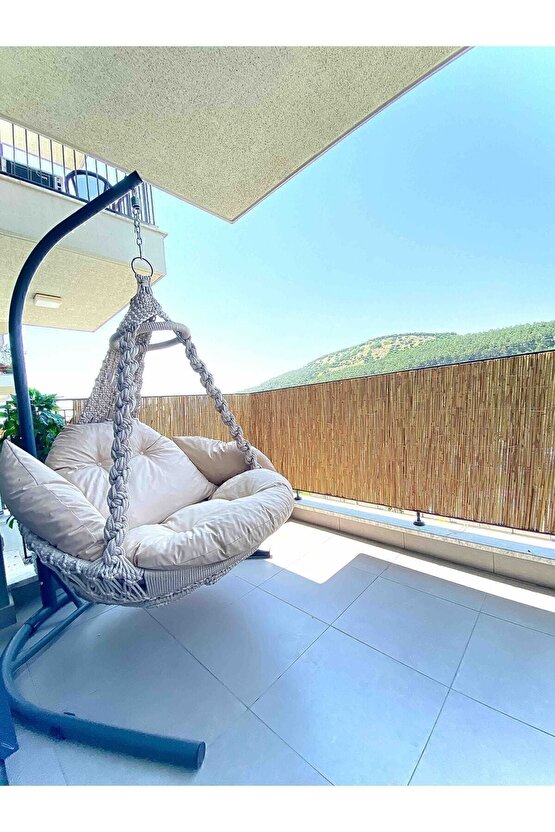 1m X 5m Hasır Kamış Çit Bambu Gölgelik Bahçe Dekor Misina Örgü Kamış Hasır Doğal