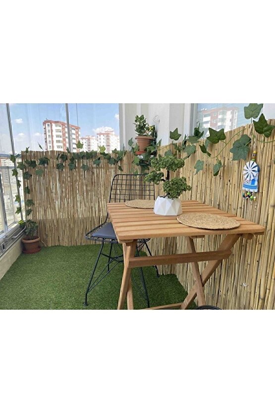 1m X 5m Hasır Kamış Çit Bambu Gölgelik Bahçe Dekor Misina Örgü Kamış Hasır Doğal
