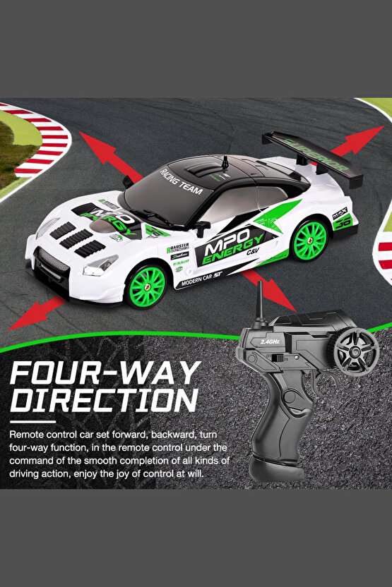 Oyuncak Uzaktan Kumandalı Aksesuarlı 2.4G Şarjlı 1:24 Drift Arabası 4x4 +4Yedek Tekerlek +15KmHız